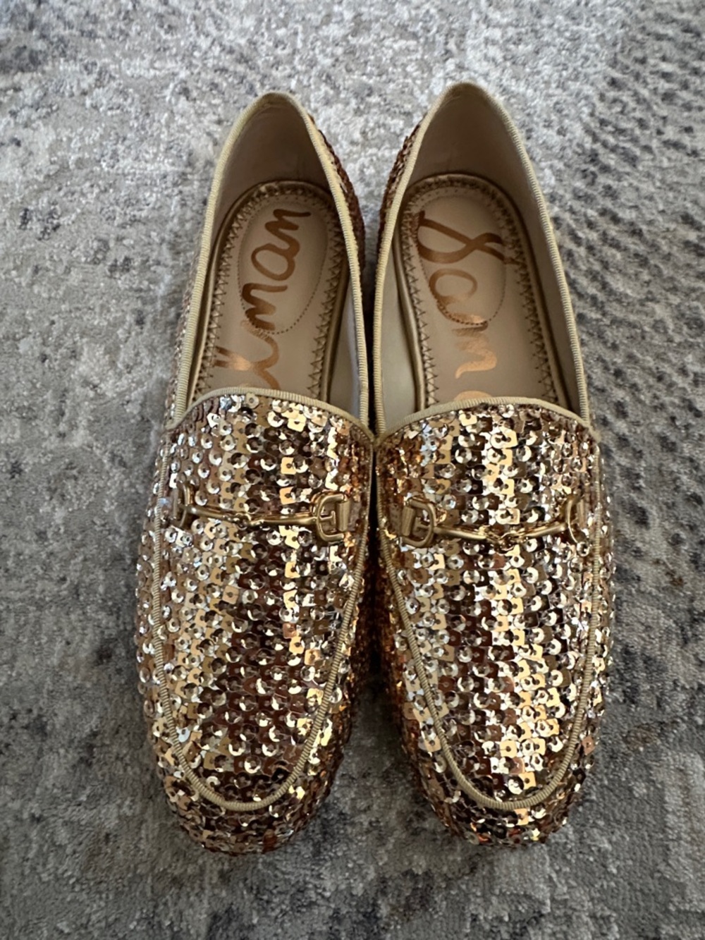 NWT Sam Edelman Gold Sequin Loafers - Sparkling Slip-On Flats